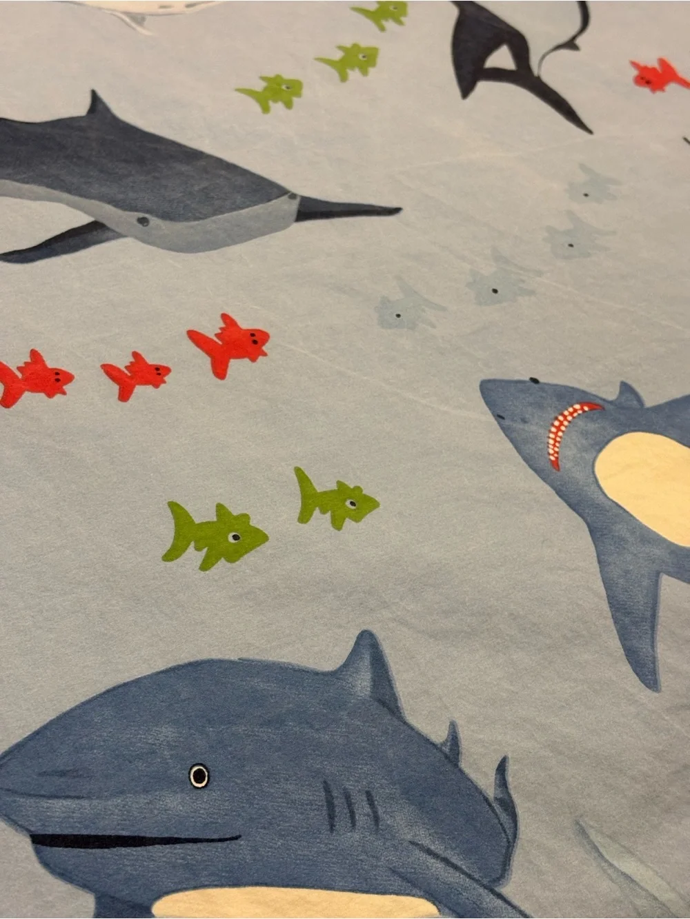 Pottery Barn Kids Shark Bite Duvet Cover Queen Full Light Blue Ocean School Fish
